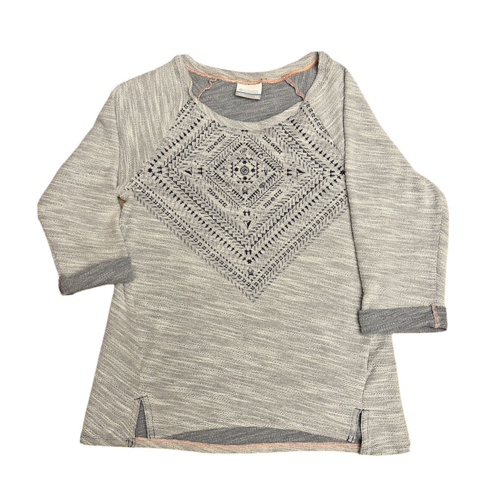 COLUMBIA SPORTSWEAR Sweatshirt Womens XS Lightweight Boho 3/4 Sleeve Gray